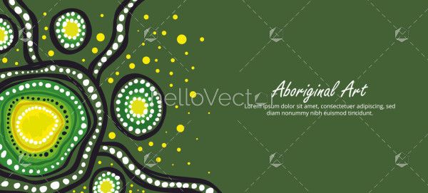 An Aboriginal dot design incorporated into a vector-style banner.