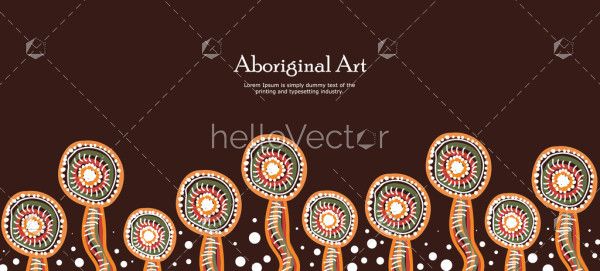 A decorative vector poster inspired by traditional Aboriginal dot art