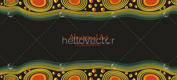 A vector border design featuring intricate Aboriginal dot patterns