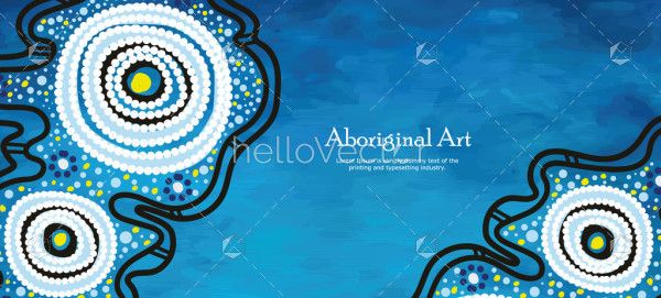 A banner artfully incorporating the distinctive design of traditional Aboriginal dot art