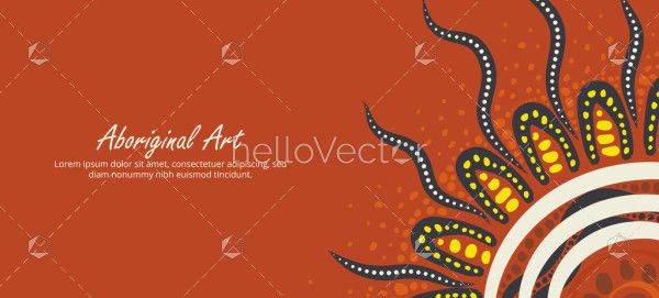 Banner vector design featuring intricate Aboriginal dot patterns