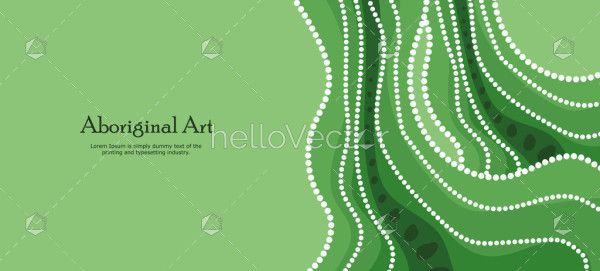 A vector green banner inspired by the Aboriginal dot art.