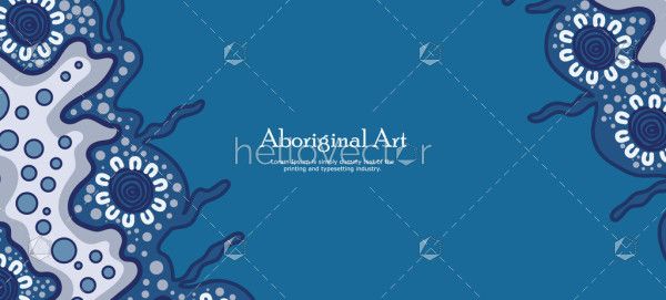 Blue banner artwork inspired by traditional Aboriginal dot patterns