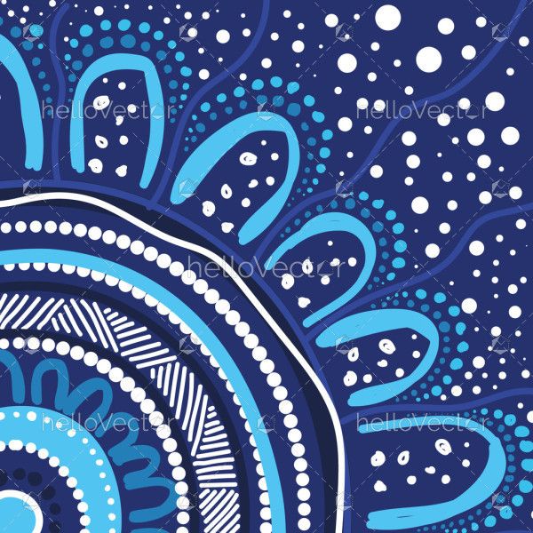 Aboriginal design inspired blue vector background