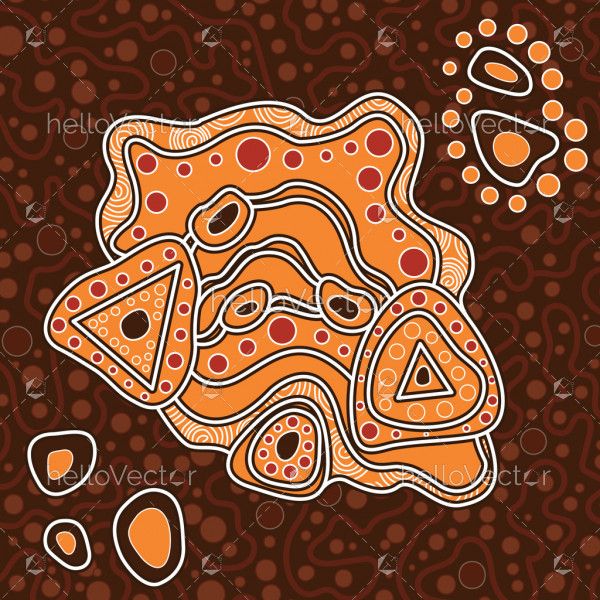 Aboriginal art vector painting, Connection concept background
