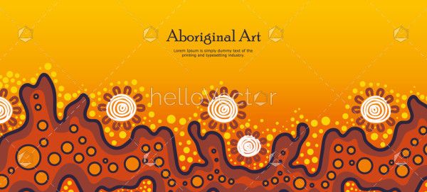 Yellow banner design inspired by traditional Aboriginal dot art