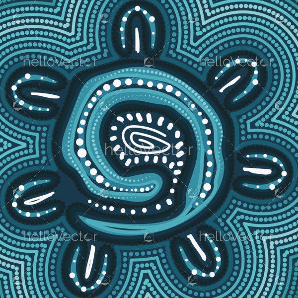 A visually rich painting illustration drawn from Aboriginal artistic traditions