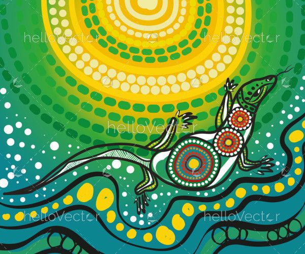 A digital artwork of Goanna Aboriginal dot art rendered in vector format