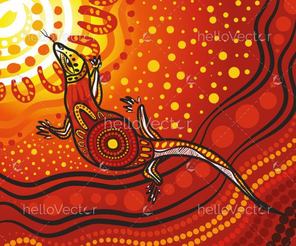 An artistic representation of a Goanna with aboriginal art