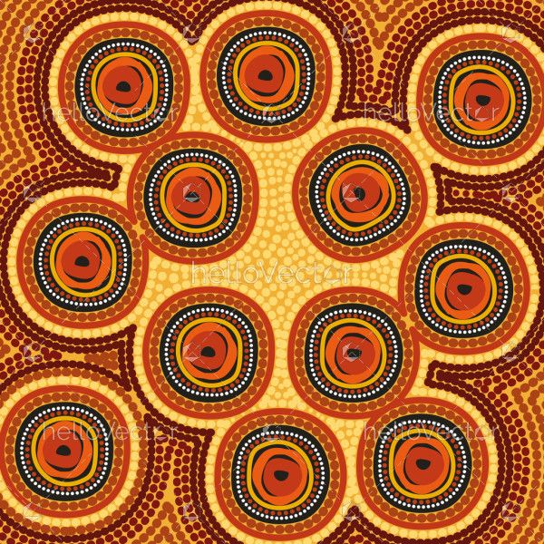 A vector illustration highlighting Aboriginal dot art