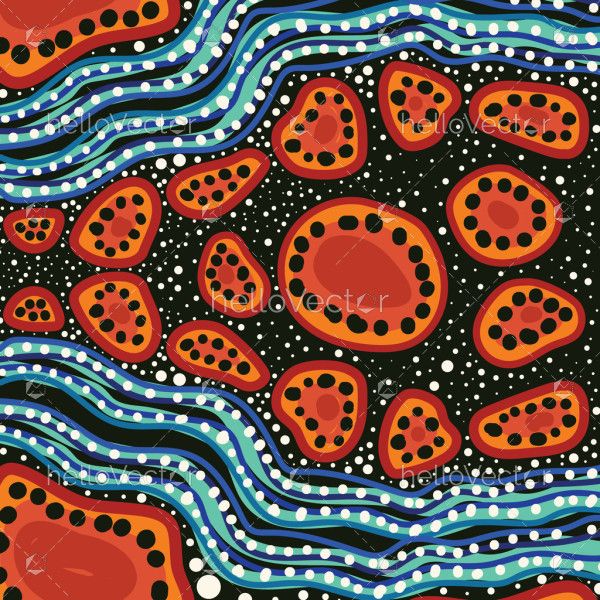 A vector background showcasing dot designs in the Aboriginal tradition