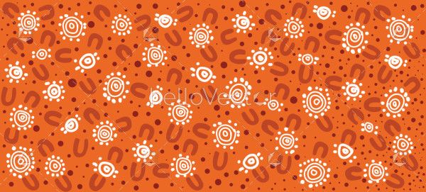 A vector illustration with a background of Aboriginal dot design