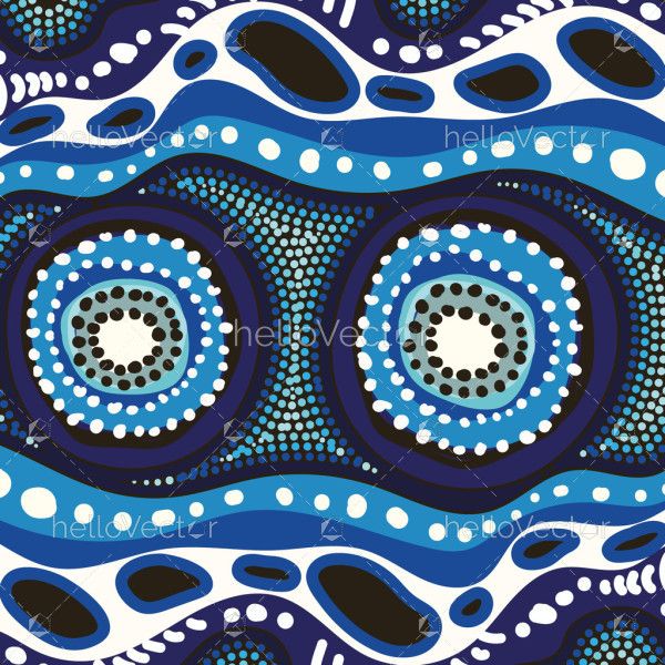 A vector illustration with a background in the style of Aboriginal dot art