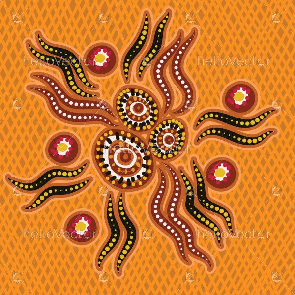 Yellow artwork illustration highlighting the beauty of Aboriginal dot art