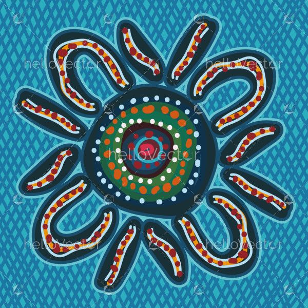 An illustration of Aboriginal art, influenced by the intricate patterns of dot art