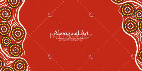 Red banner design that celebrates the intricate beauty of Aboriginal dot art