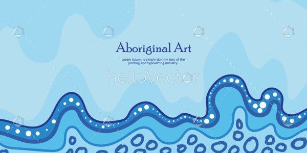 Blue illustrated banner with beautiful Aboriginal dot art design