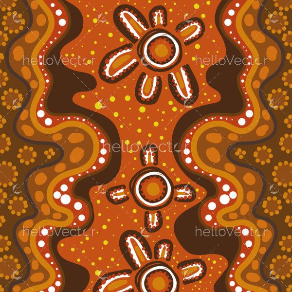 A dot art-inspired illustration showcasing traditional Aboriginal artistry