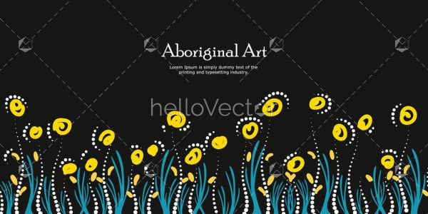 A nature-themed banner design influenced by Aboriginal art