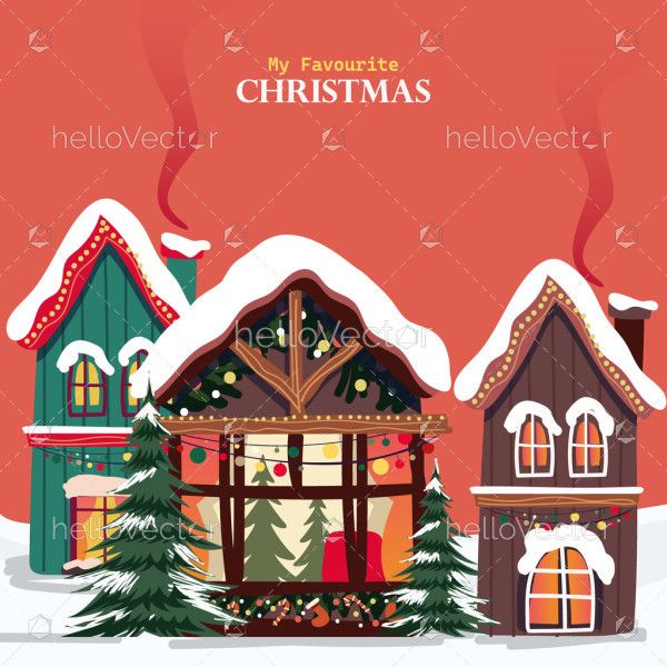 Vector illustration of a Merry Christmas scene