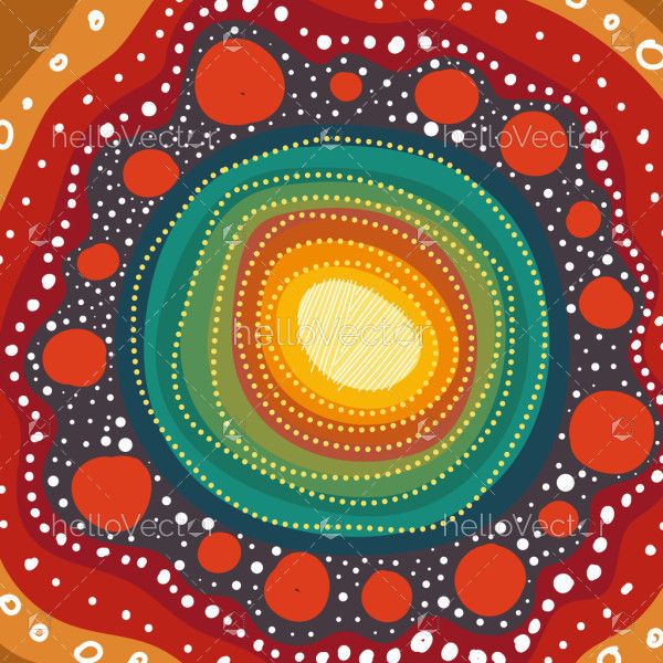 A digital vector piece that captures the essence of Aboriginal dot art