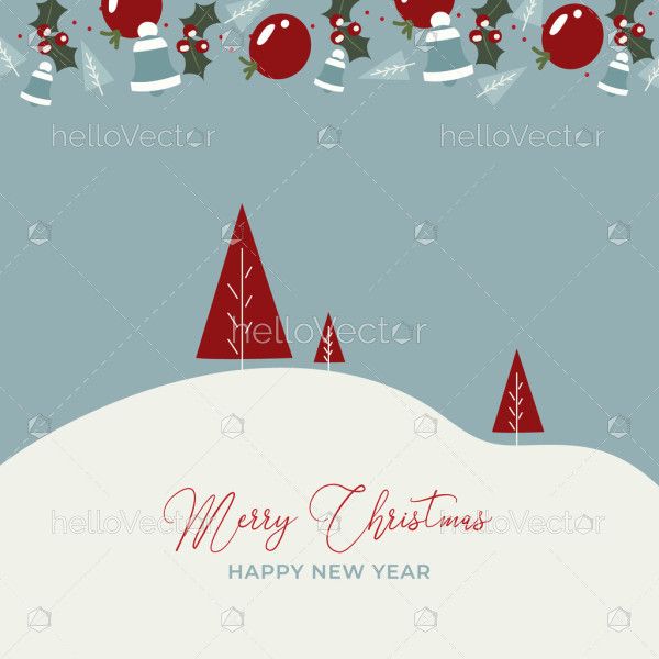 Seasonal Christmas banner with a variety of decorative elements