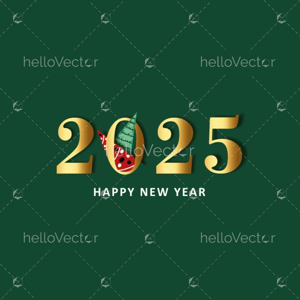 2025 Happy New Year Vector Green Background