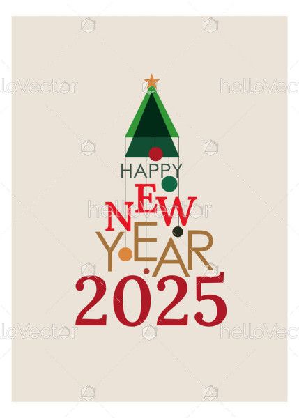 2025 New Year Celebration Vector Card Layout