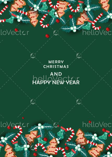 Merry Christmas And Happy New Year Vector-Based Card Illustration