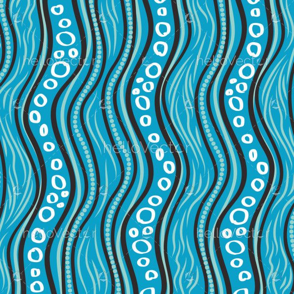 Blue vector background decorated with Aboriginal pattern designs