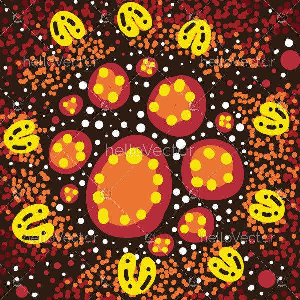 Background designed using vector graphics, inspired by Aboriginal dot painting