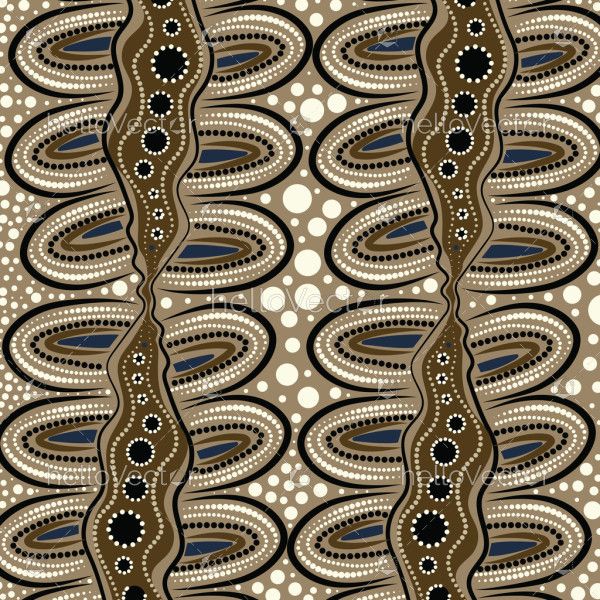 Background created with vector techniques, drawing influence from Aboriginal dot patterns