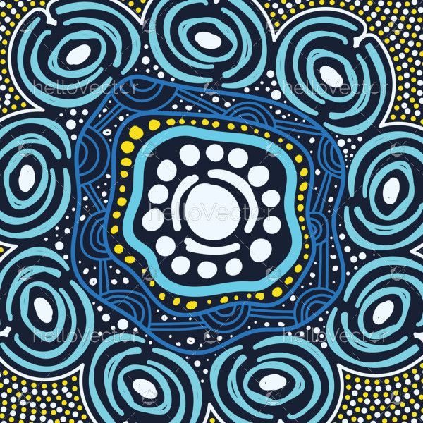 Vector-created backdrop in the style of traditional Aboriginal dot artwork