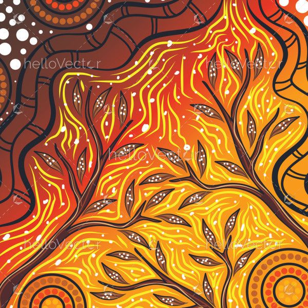 Vector illustrations drawn from the influence of Aboriginal dot painting techniques