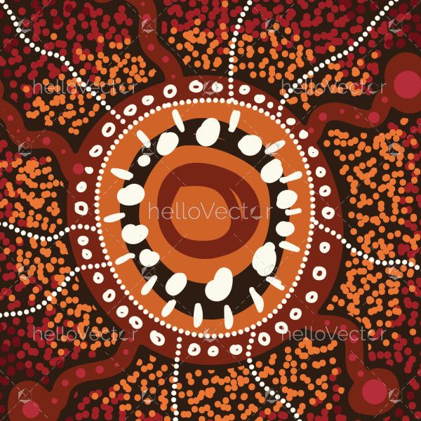 Vector art reflecting the unique patterns and motifs of Aboriginal dot painting