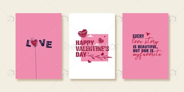 Valentine's Day-themed greeting cards illustration