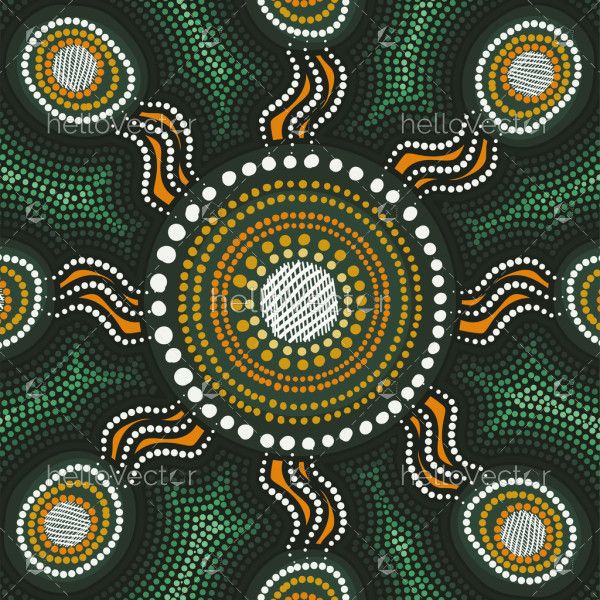 Artworks featuring the distinctive style of Aboriginal dot painting in their illustrations.