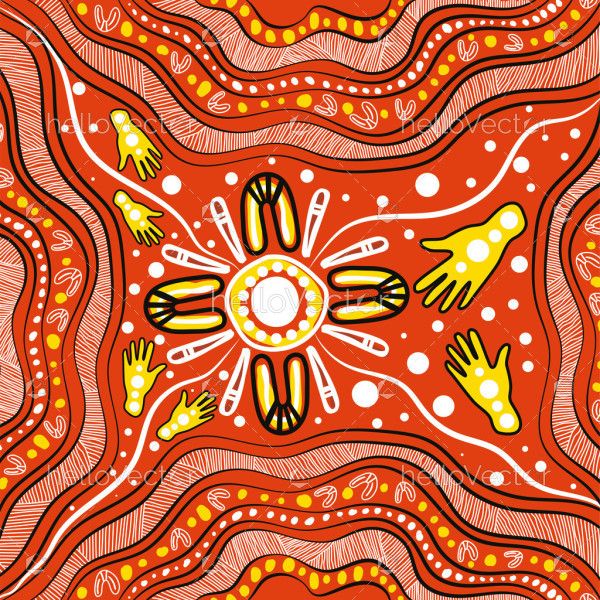 Artwork that incorporates elements of Aboriginal dot painting in its illustrations.