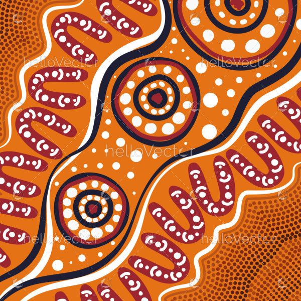 Illustrative designs based on the Aboriginal dot painting aesthetic.