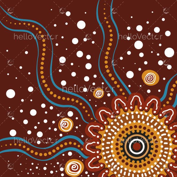 Illustrative work reflecting the Aboriginal style of dot painting.