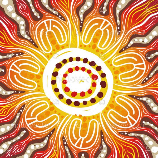 Art influenced by the unique dot painting practices of Aboriginal culture.