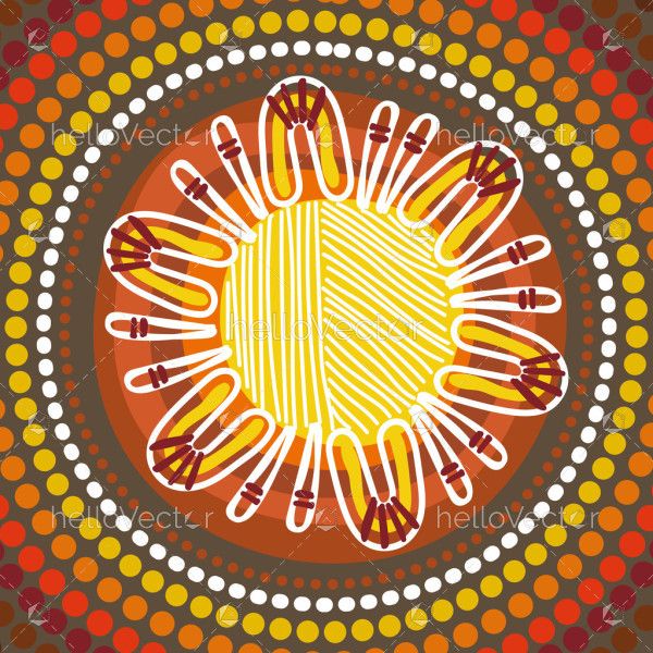 Artwork inspired by the dot painting techniques of Aboriginal culture.