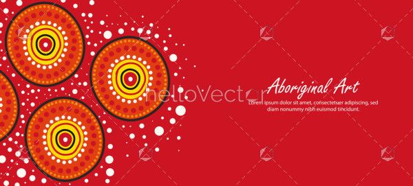 Red banner showcasing Aboriginal dot-style illustrations