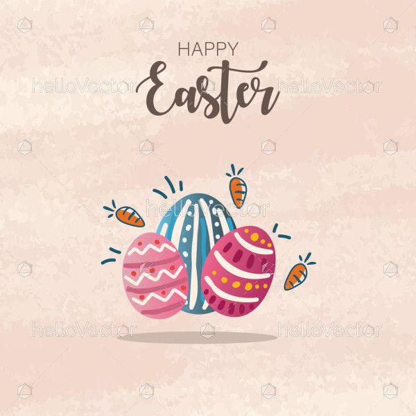 Festive Easter egg decorations. Happy Easter Day illustration.