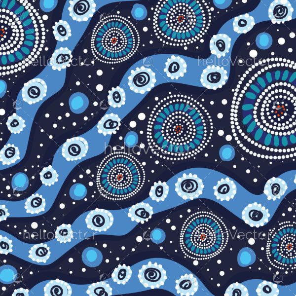 Blue background design inspired by the aboriginal dot art  techniques