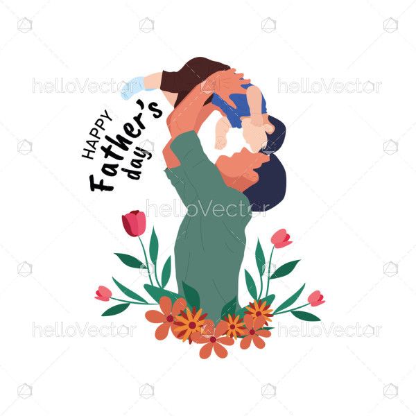 A Father's Love Lifts Us Higher – Happy Father's Day Illustration