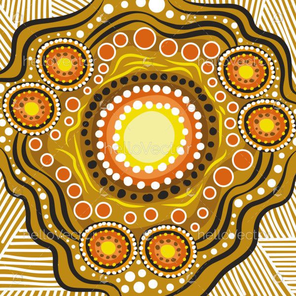 A visual composition in digital form, echoing the style of Aboriginal dot painting