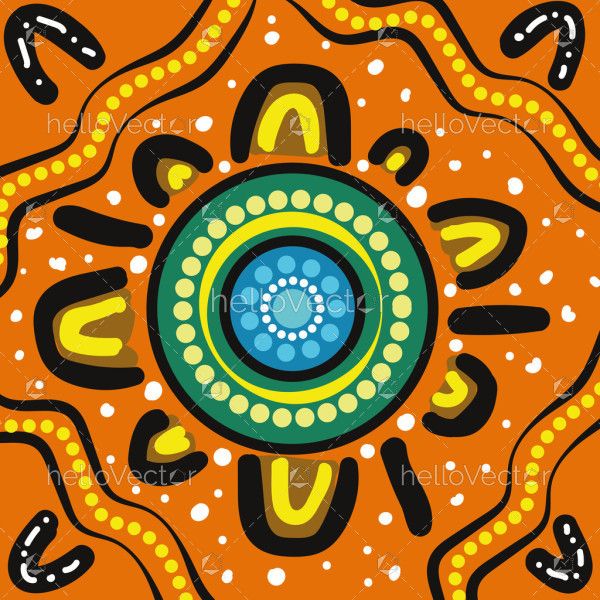 A visual composition shaped by the iconic dot motifs of Aboriginal Australian art.