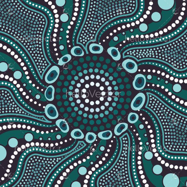 A digital artwork drawing from the traditional dot painting methods of Aboriginal culture