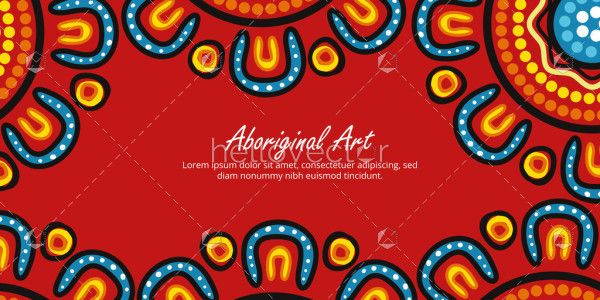 Vibrant Aboriginal Art Poster Design on Red Canvas